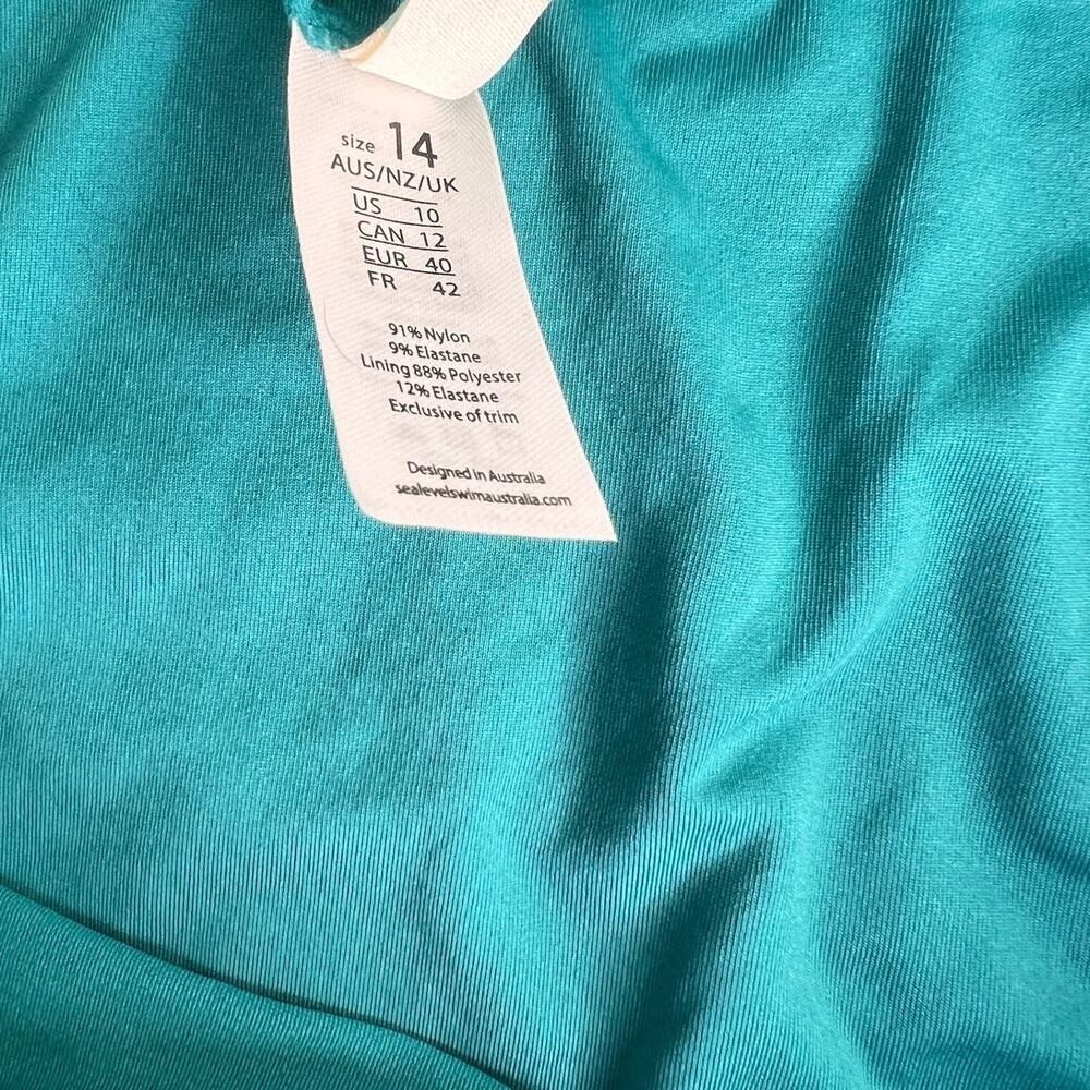 Sea Level Messina Bikini Bottom Vermont Teal Green Sz 10 Textured Mid Rise - Picture 5 of 7